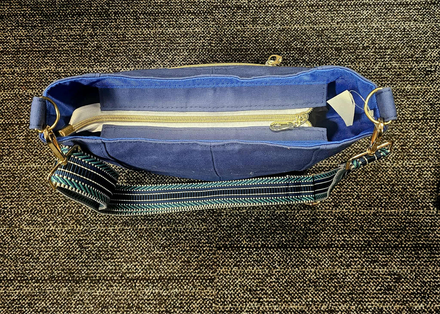 Blue Canvas Slouchy Hobo Crossbody Bag