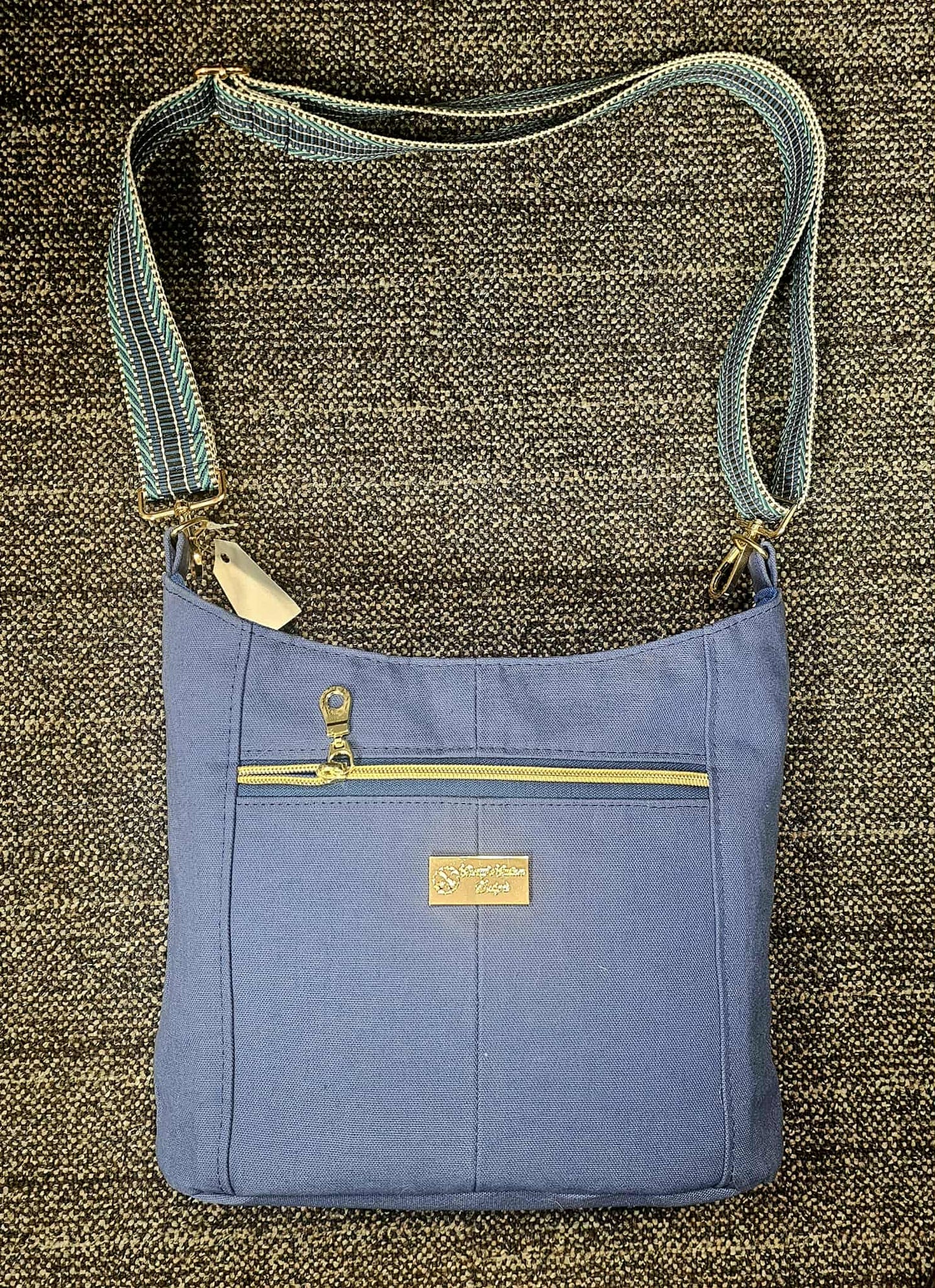Blue Canvas Slouchy Hobo Crossbody Bag
