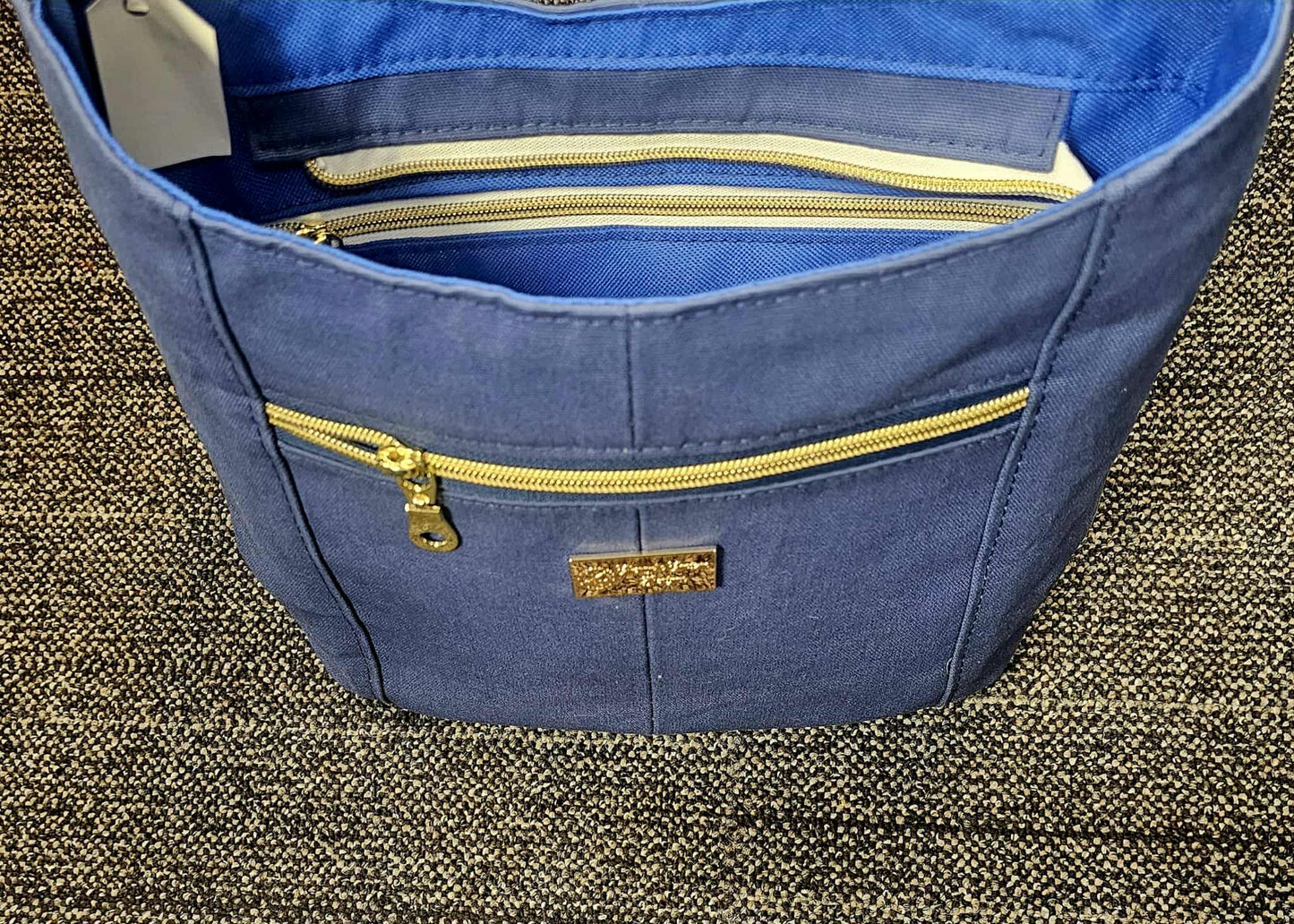 Blue Canvas Slouchy Hobo Crossbody Bag