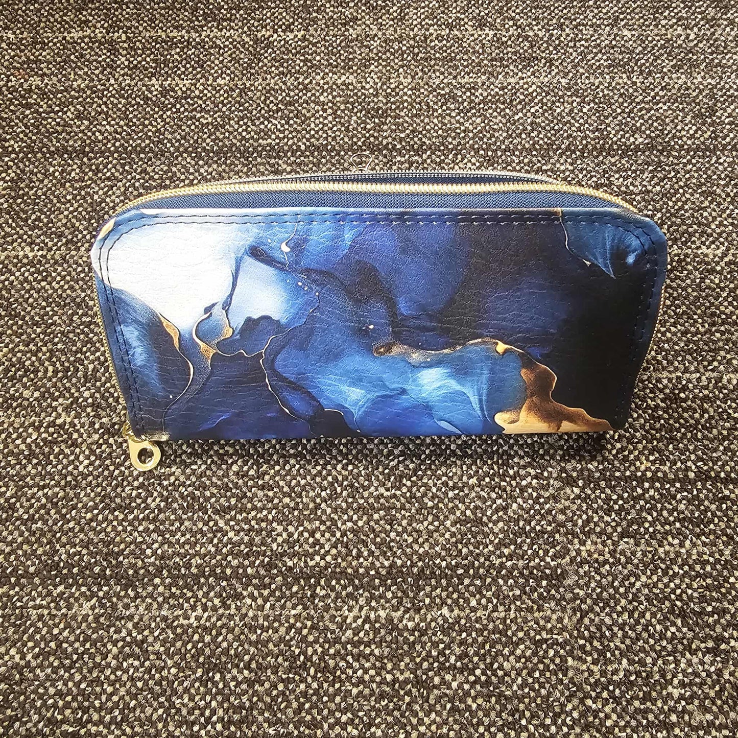 Blue Agate Classic Zip Around Wallet