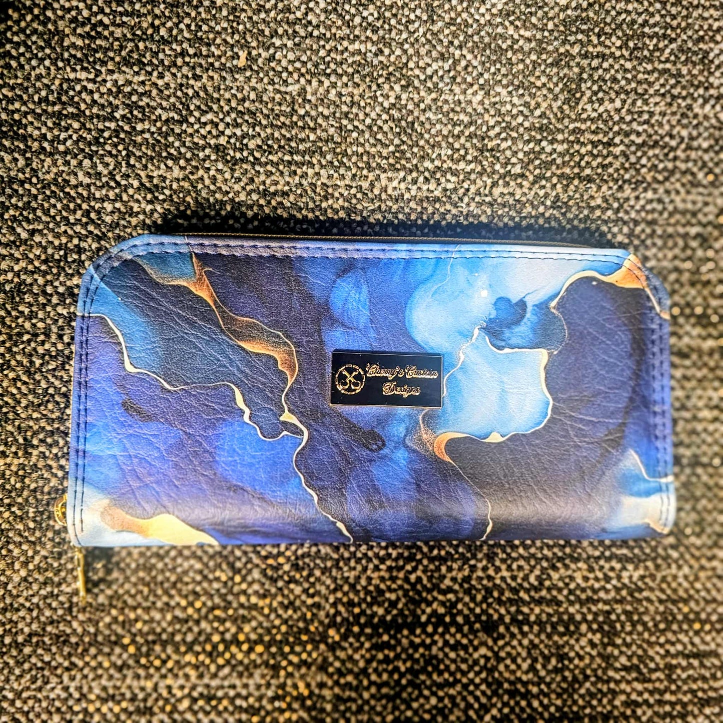 Blue Agate Classic Zip Around Wallet