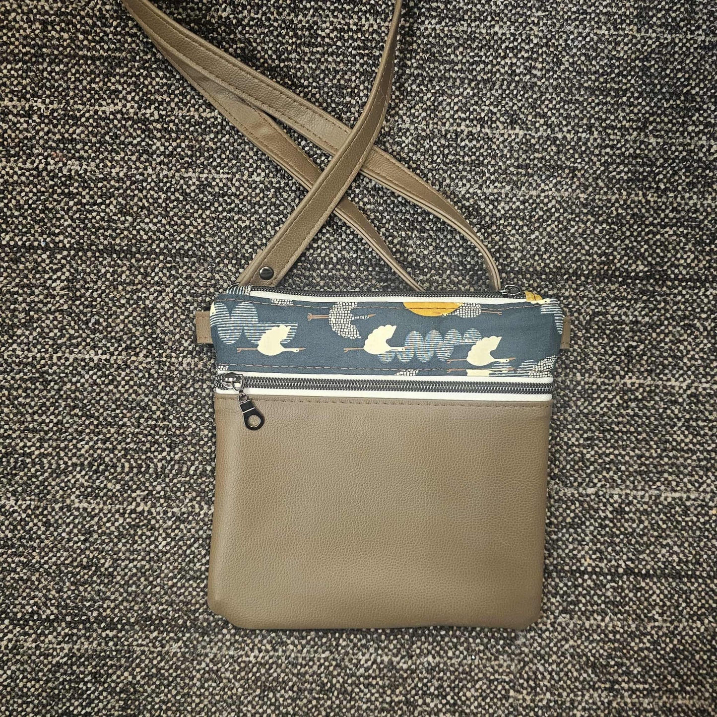 Taupey Brown Zippy Crossbody