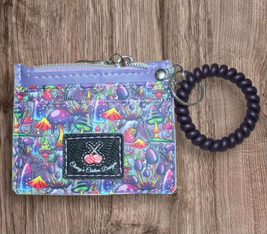 Purple Mushrooms mini wallet